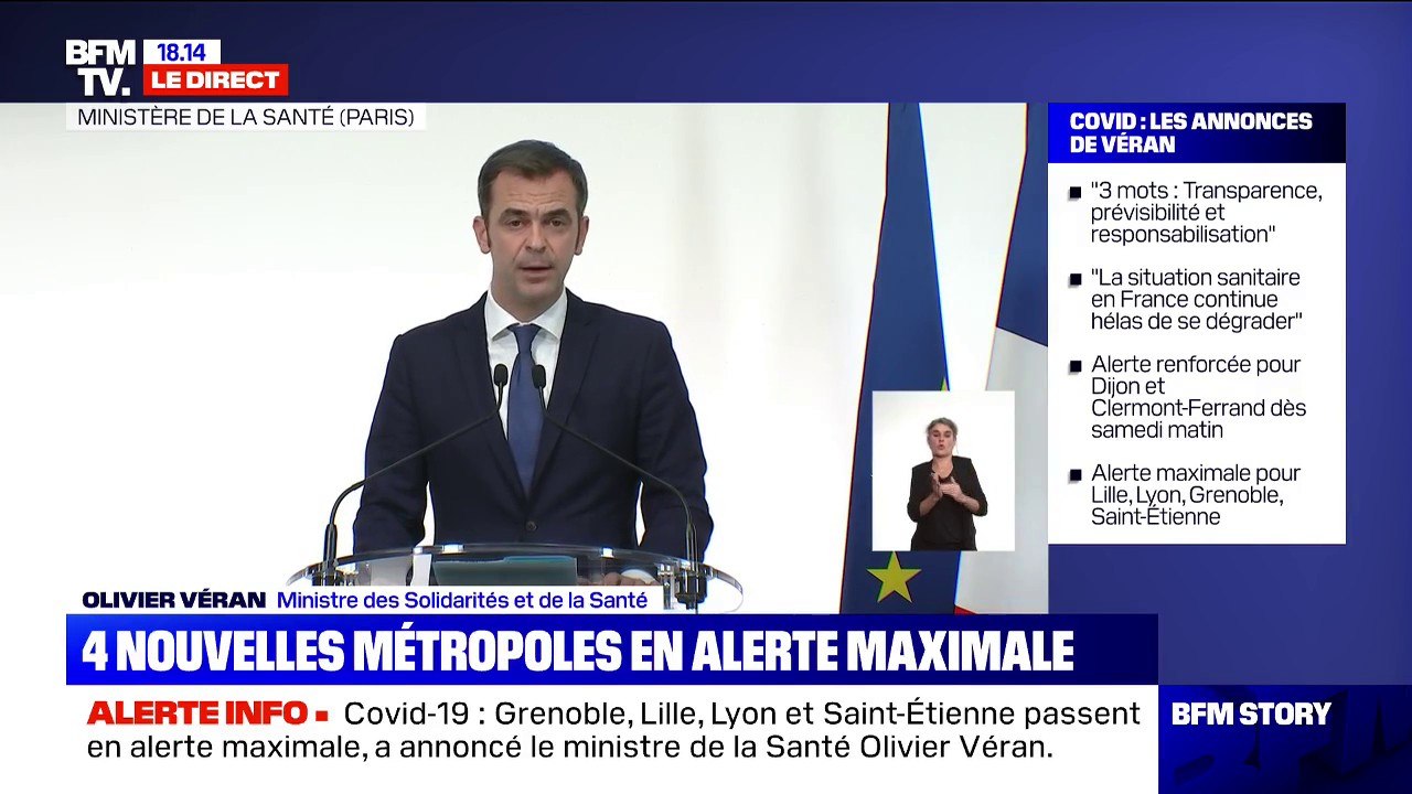 Covid-19: Olivier Véran note "amélioration sensible" à Nice et Bordeaux et "une inflexion positive" à Rennes et Aix-Marseille