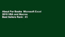 About For Books  Microsoft Excel 2019 VBA and Macros  Best Sellers Rank : #3