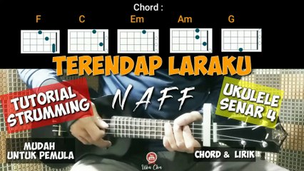TERENDAP LARAKU - NAFF | Ukulele Tutorial Genjreng Chord Lirik Mudah