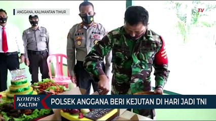 Polsek Anggana Beri Kejutan Di Hari Jadi TNI Ke-75 Tahun