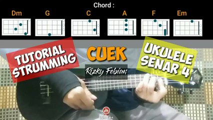 CUEK - RIZKY FEBIAN | Ukulele Tutorial Genjreng Chord Lirik Mudah