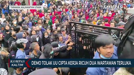 Video herunterladen: Demo Tolak Undang-Undang Cipta Kerja Dua Wartawan Terluka