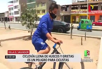 VES: huecos y rajaduras presenta ciclovía de Av. Pastor Sevilla