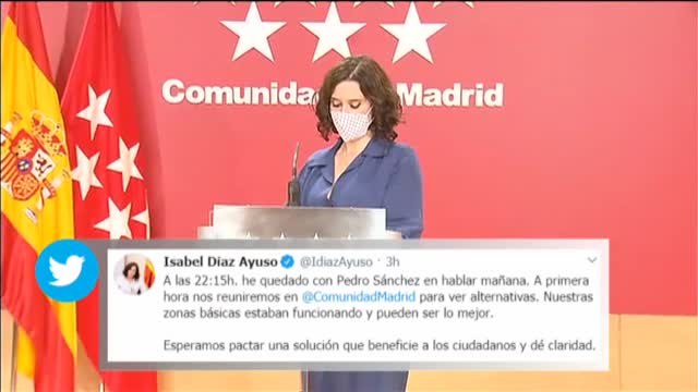 Gobierno central y CAM se reúnen hoy antes del Consejo de Ministros que podría decretar el estado de alarma en Madrid