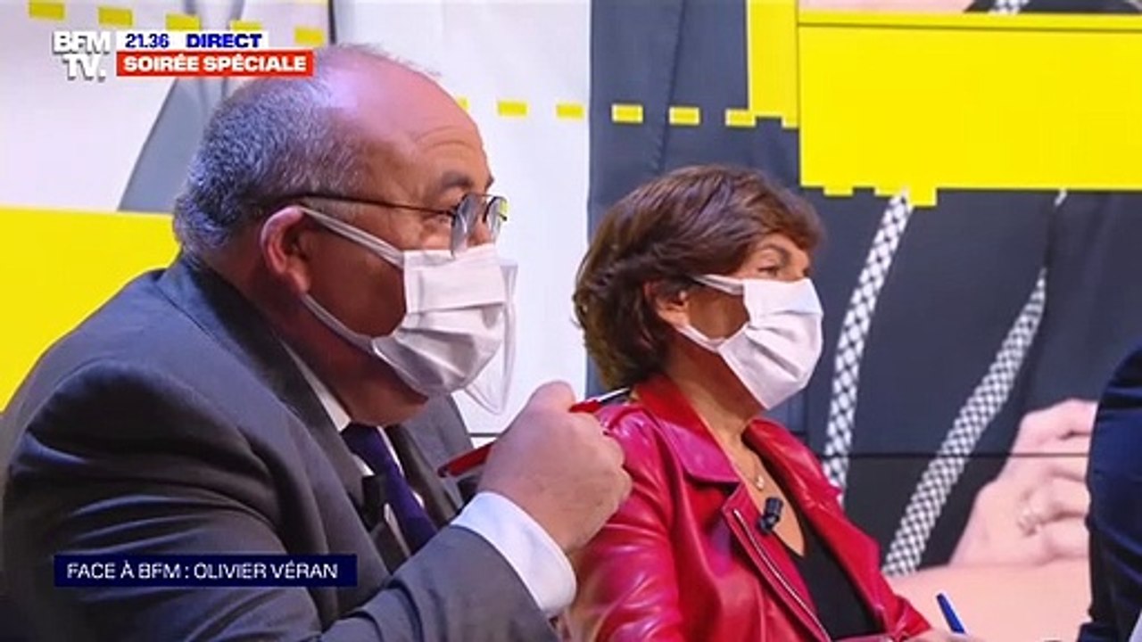 Olivier Véran invité de la soirée spéciale "Face à BFM : Olivier Véran". Le ministre de la Santé a redécouvert des images de lui lorsqu'il était jeune médecin et qu'il était en grève sous la présidence de Nicolas Sarkozy.