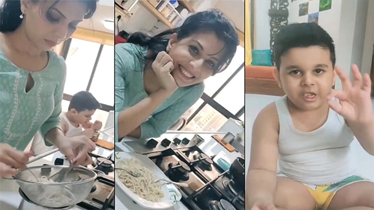 माधवी निमकरने आपल्या मुलासाठी बनवले Noodles