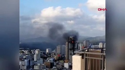 Güney Kore'de gökdelen yangını kamerada