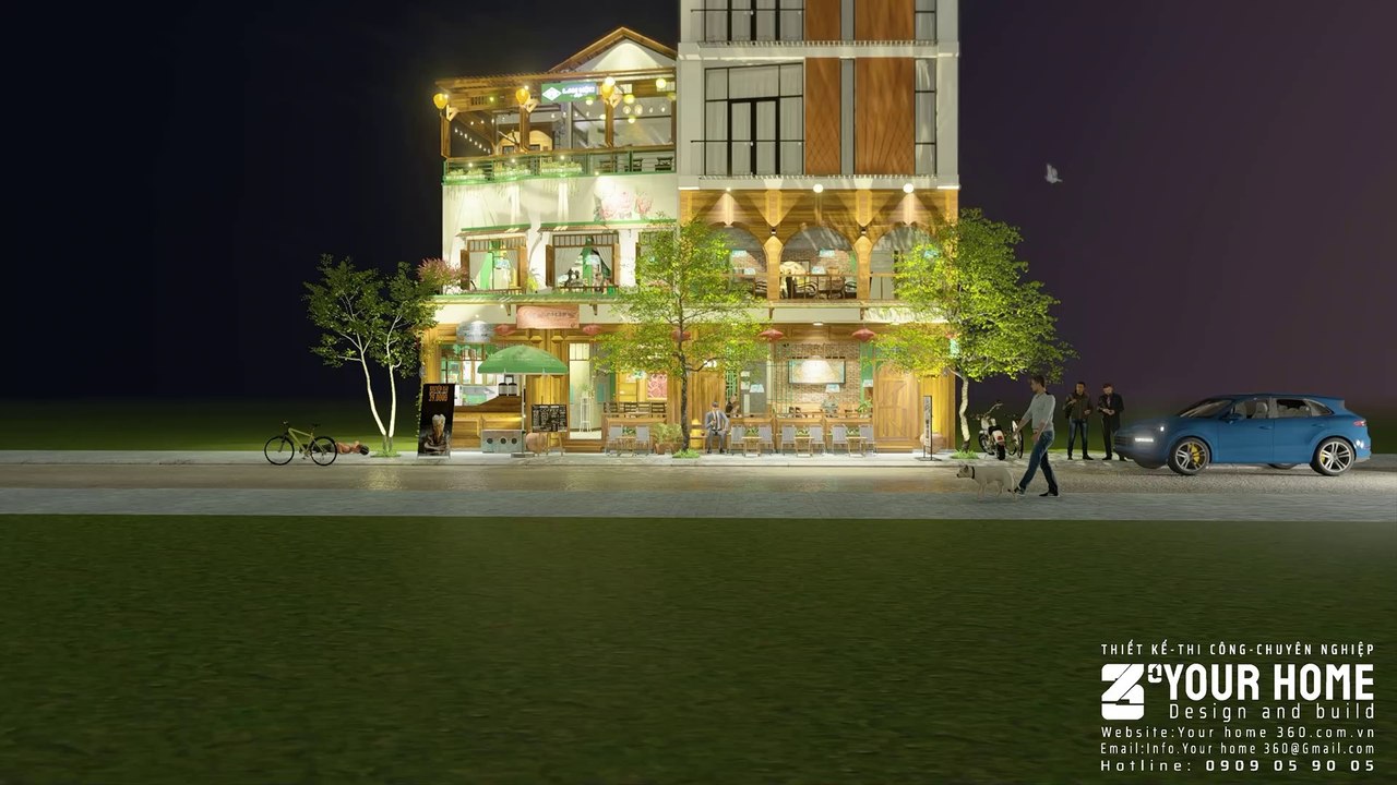 THIẾT KẾ QUÁN LAM MỘC CAFE ĐẸP TẠI LONG KHÁNH ĐỒNG NAI 250m2