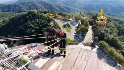 Torino - Rimossa lastra pericolante su cupola Basilica di Superga (09.10.20)