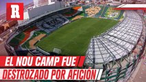 Aficionados de León causan destrozos en el Nou Camp