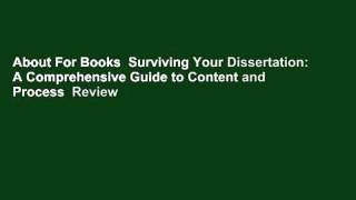 About For Books  Surviving Your Dissertation: A Comprehensive Guide to Content and Process  Review