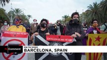 ویدئو؛ پوستر پادشاه اسپانیا همزمان با بازدید وی از بارسلون به آتش کشیده شد