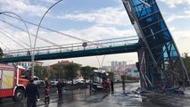 Ankara'da belediye otobüsü üst geçit asansörüne çarptı