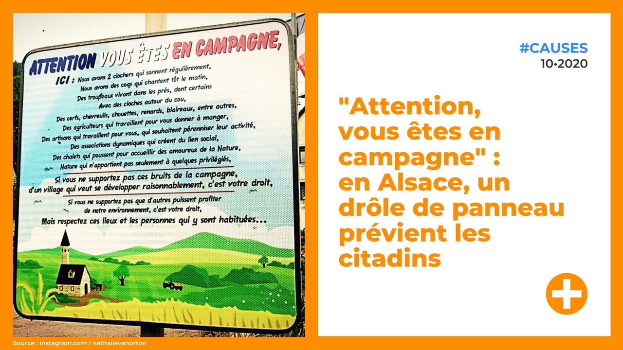 "Attention, vous êtes en campagne" : en Alsace, un drôle de panneau prévient les citadins