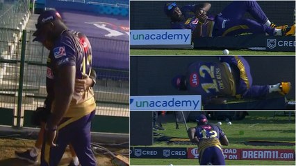 Injured KKR all-rounder Andre Russell exits field | Oneindia Tamil