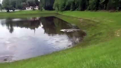 Un lac se vide par trois trous. Impressionnant