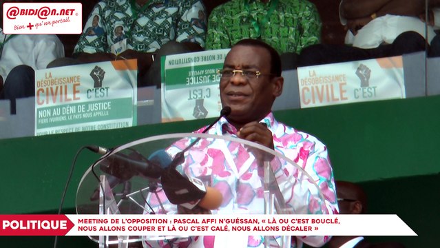 Meeting de l’opposition : Pascal Affi N’guéssan, « Là ou c’est bouclé, nous allons couper et là ou c’est calé, nous allons décaler »