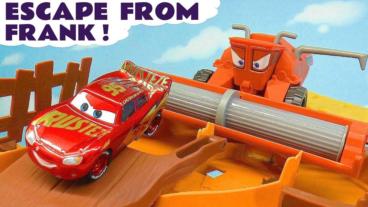 Escape from Frank with Hot Wheels Marvel Avengers and PJ Masks Cars with Disney Pixar Cars 3 Lightning McQueen and Frank in this Family Friendly Full Episode English Toy Story for Kids Funlings Race