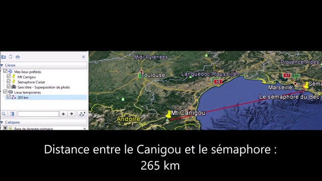 Test de courbure terrestre - Le Canigou vu du Sémaphore de la Ciotat