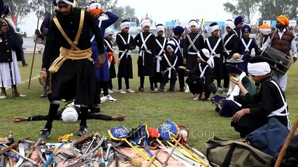 Blind-folded, he cuts banana on boy's hand with sword: Nihang Sikh warrior's Gatka martial arts