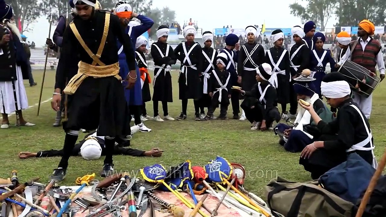 Blind-folded, he cuts banana on boy's hand with sword: Nihang Sikh warrior's Gatka martial arts
