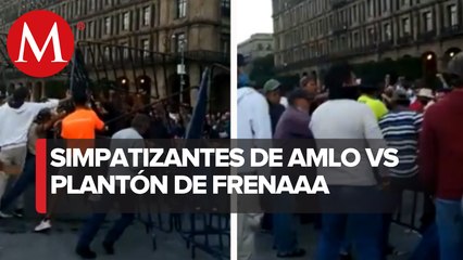 Miembros de FRENAAA se enfrentan a simpatizantes de AMLO
