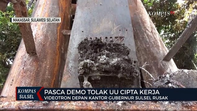 Ini Kerusakan Yang dihasilkan Pasca Demo Tolak Omnibus Law di Makassar