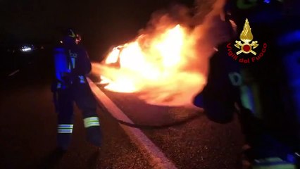 San Mauro Pascoli (FC) - Auto a fuoco su A14 (12.10.20)