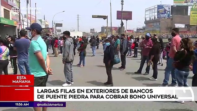 Se registran largas colas en bancos para cobrar el Segundo bono universal familiar | Edición Mediodía (HOY)
