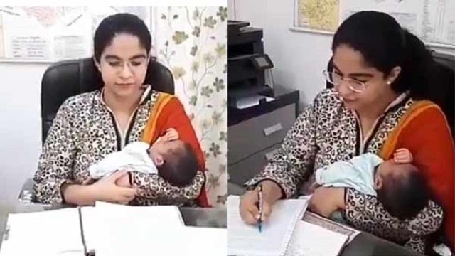 கைக்குழந்தையுடன் பணிக்கு திரும்பிய ஐஏஎஸ் அதிகாரி.. பாராட்டும் மக்கள் - வீடியோ