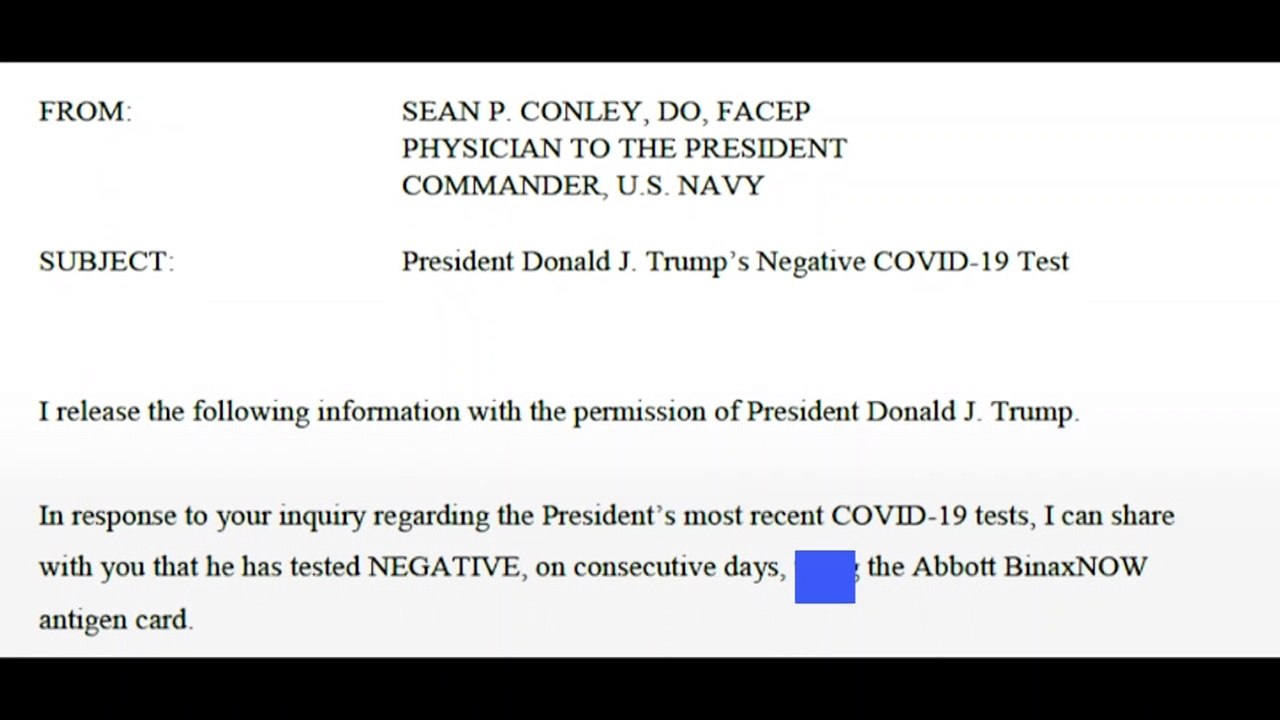 Präsidenten-Arzt: Trump hatte mehrere negative Coronatests
