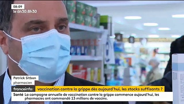 Les autorités sanitaires souhaitent approcher les 75% de couverture pour la vaccination contre la grippe, dont la campagne vient de débuter aujourd'hui - VIDEO