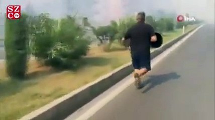 Hatay'da kovayla yangını söndürmeye koşan adam konuştu