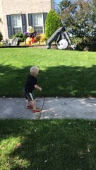Cute Boy Has Dance Battle With Inflatable Decoration