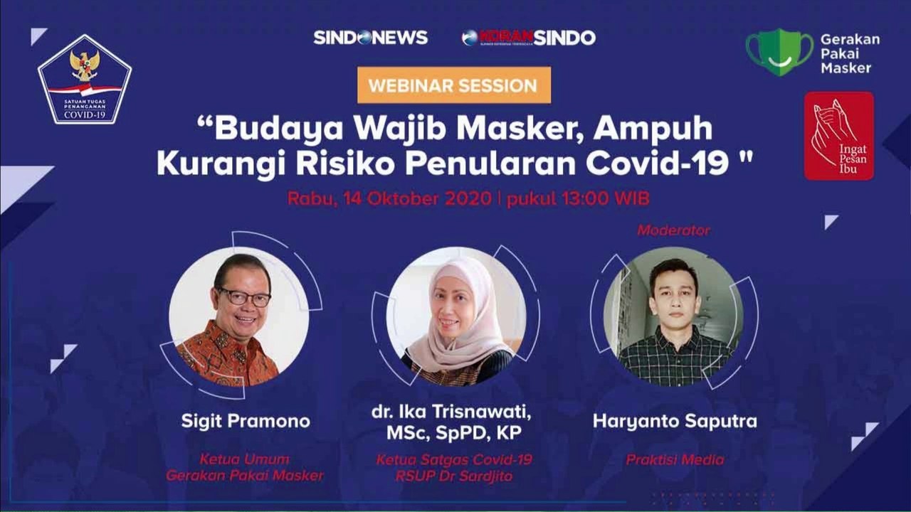 Webinar BNPB: Budaya Wajib Masker, Ampuh Kurangi Risiko Penularan Covid-19