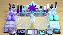 MINT vs LILAC SLIME Mixing makeup and glitter into Clear Slime Satisfying Slime Videos