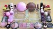PINK vs CHOCOLATE SLIME Mixing makeup and glitter into Clear Slime Satisfying Slime Videos