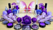 Purple BUTTERFLY SLIME Mixing makeup and glitter into Clear Slime Satisfying Slime Videos