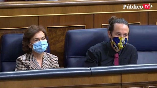 Carmen Calvo, a Cuca Gamarra (PP): Señora Gamarra, tranquilidad. Me recuerda usted a otra compañera suya que le precedió