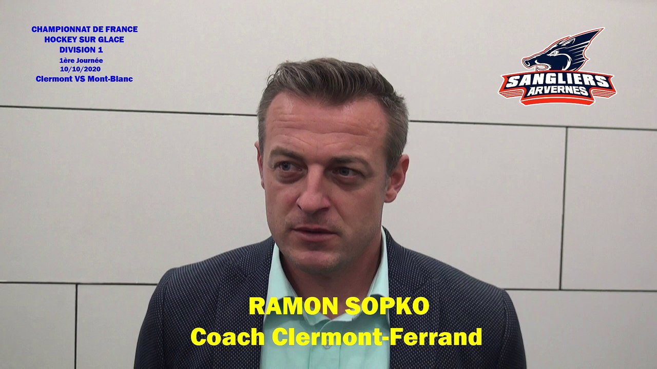 Hockey sur glace Interview de Ramon Sopko, Coach des Sangliers Arvernes - Clermont-Ferrand, 10/10/2020 (D1 – J-02 Clermont-Ferrand VS Mont-Blanc)