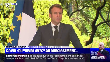 Du "vivre avec" au durcissement... Le changement de discours d'Emmanuel Macron sur le Covid-19