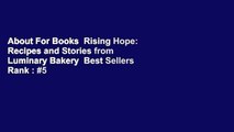 About For Books  Rising Hope: Recipes and Stories from Luminary Bakery  Best Sellers Rank : #5