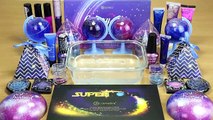 GALAXY SLIME Mixing makeup and glitter into Clear Slime Satisfying Slime Videos