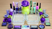 GREEN vs PURPLE SLIME Mixing makeup and glitter into Clear Slime Satisfying Slime Videos