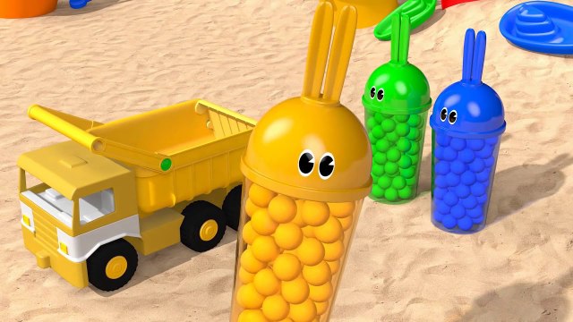 Learn Colors Bunny Mold Outdoor Sand Playground and Animals Finger Family Song for Kids Children