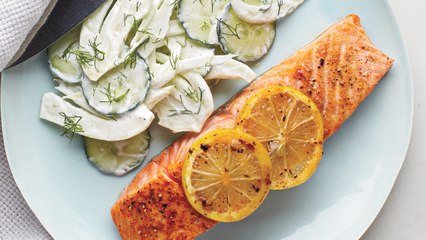 EXTRA SHARP: Salmon with Creamy Cucumber-Fennel Salad