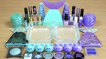 PURPLE vs MINT SLIME Mixing makeup and glitter into Clear Slime Satisfying Slime Videos