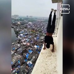 Man Risks Life With Handstand On A Mumbai High-Rise Building