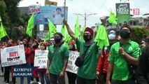 Para Buruh Datangi Pendopo Sukabumi Tolak Omnibus Law