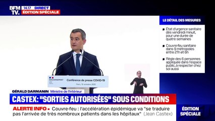 Gérald Darmanin: "Une amende de 135 euros" est prévue en cas de non respect du couvre-feu